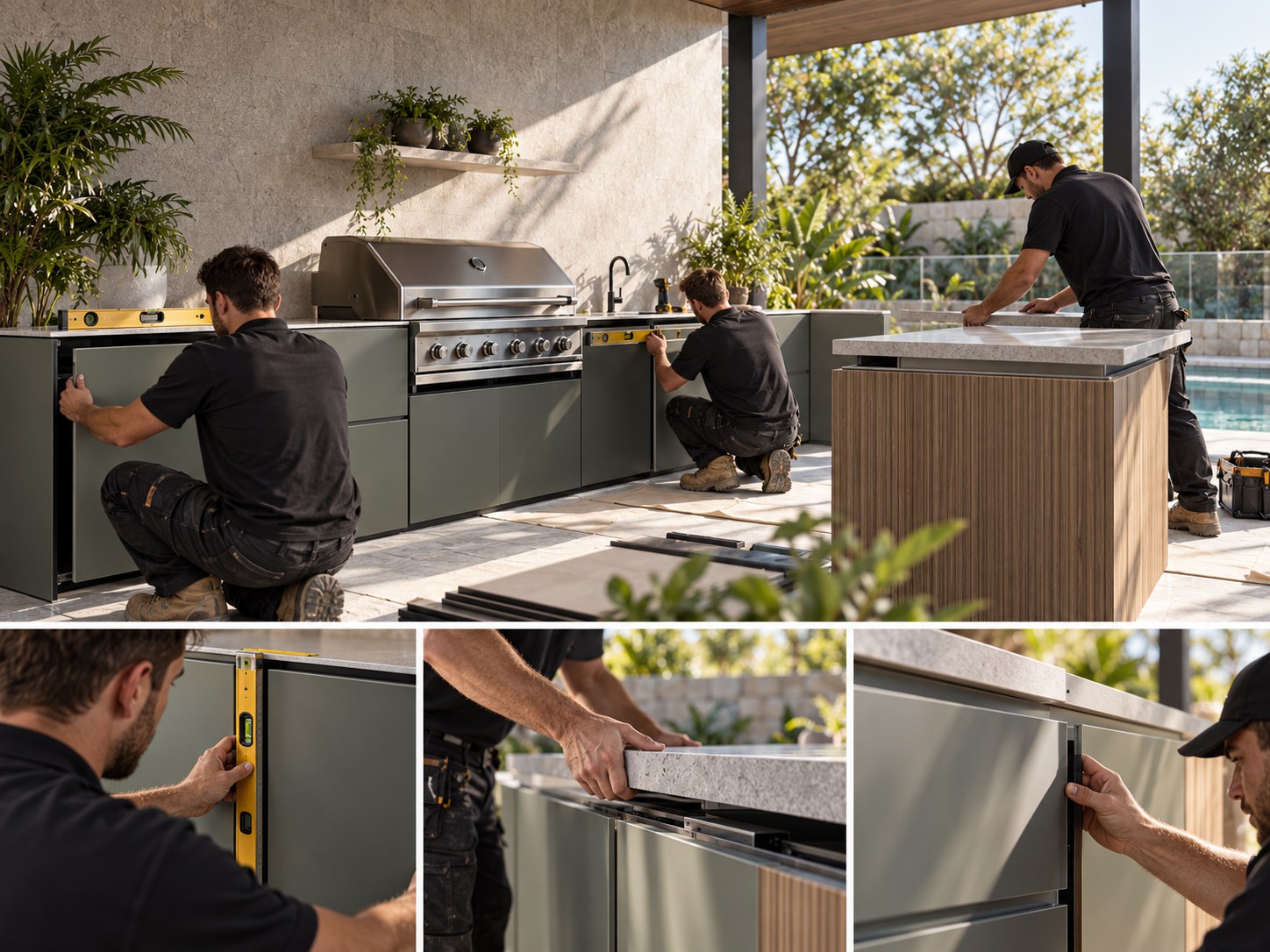 Installing a custom outdoor kitchen and island